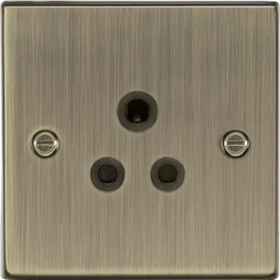 K/Bridge 5A Unswitched Socket - Antique Brass with Black Insert