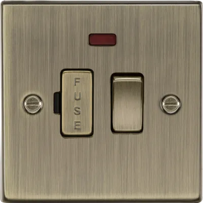K/Bridge 13A Switched Fused Spur Unit with Neon - Antique Brass