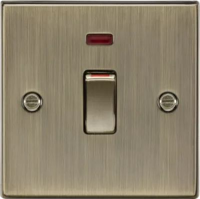 K/Bridge 45A DP switch with neon (1G size) - Antique Brass