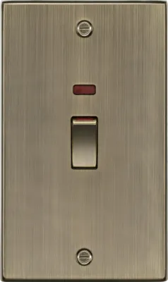 K/Bridge 45A DP switch with neon (2G size) - Antique Brass