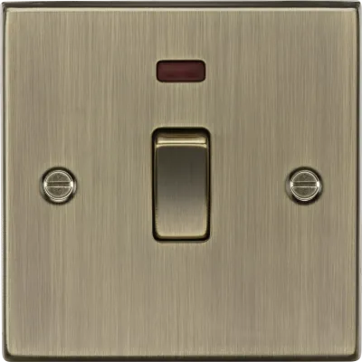 K/Bridge 20A 1G DP Switch with Neon - Antique Brass