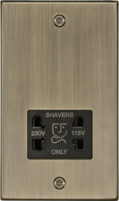 K/Bridge 115/230V Dual Voltage Shaver Socket - Antique Brass with Black Insert