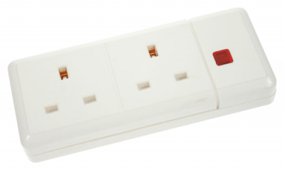 Click 13A 2 Gang Trailing Socket Outlet With Neon White