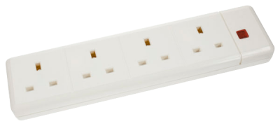 Click 13A 4 Gang Trailing Socket Outlet With Neon White