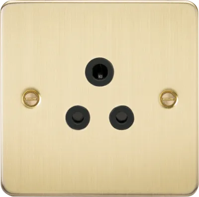 K/Bridge 5A Unswitched Socket - Brushed Brass with Black Insert
