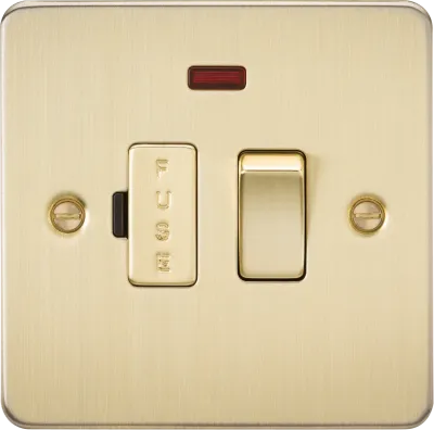 K/Bridge 13A Switched Fused Spur Unit with Neon - Brushed Brass