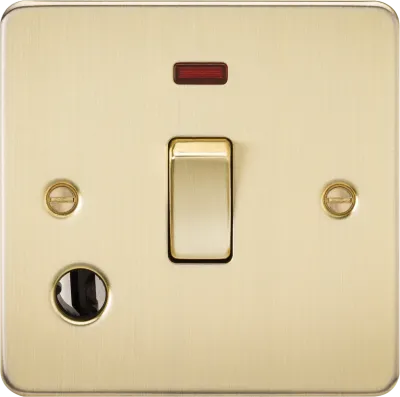 K/Bridge 20A 1G DP Switch with Neon & Flex Outlet - Brushed Brass