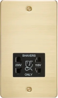 K/Bridge 115/230V Dual Voltage Shaver Socket - Brushed Brass with Black Insert