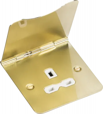 K/Bridge 13A 1G Unswitched Floor Socket - Brushed Brass with White Insert