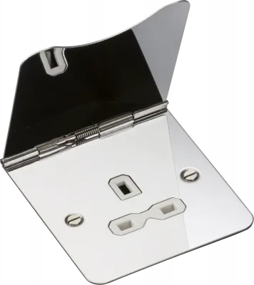 K/Bridge 13A 1G Unswitched Floor Socket - Polished Chrome with White Insert
