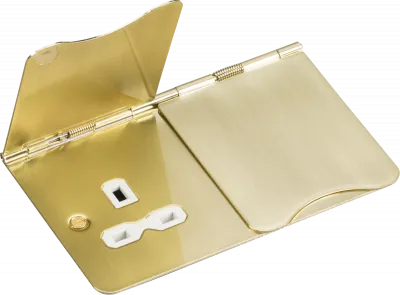 K/Bridge 13A 2G Unswitched Floor Socket - Brushed Brass with White Insert