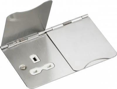 K/Bridge 13A 2G Unswitched Floor Socket - Brushed Chrome with White Insert