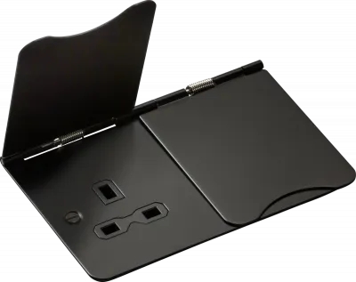 K/Bridge 13A 2G Unswitched Floor Socket - Matt Black with Black Insert