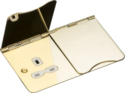 K/Bridge 13A 2G Unswitched Floor Socket - Polished Brass with White Insert