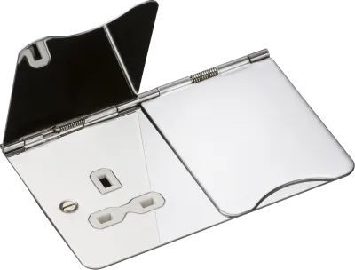 K/Bridge 13A 2G Unswitched Floor Socket - Polished Chrome with White Insert