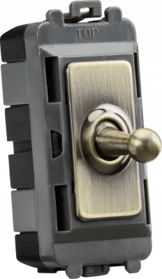 K/Bridge 20AX 1G 2-way SP Grid Toggle Switch - antique brass