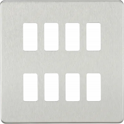 K/Bridge Screwless 8G grid faceplate - brushed chrome