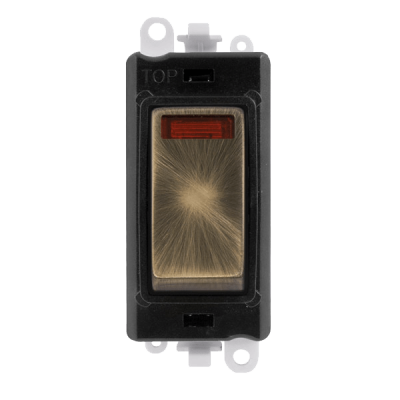 Click GridPro 20AX DP Switch With Neon Module  Black Insert/Antique Brass