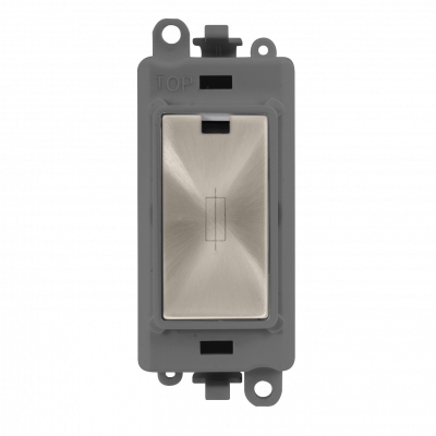 Click GridPro 13A Fused Connection Lockable Module Grey Insert/Brushed Stainless