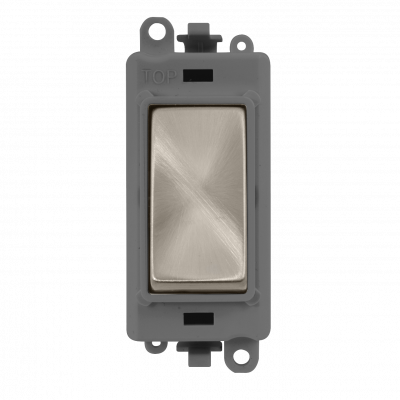 Click GridPro 20AX 3 Position Centre 'Off' Switch Module Grey Insert/Brushed Stainless