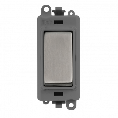 Click GridPro 20AX 3 Position Centre 'Off' Retractive Switch Module Grey Insert/Stainless Steel