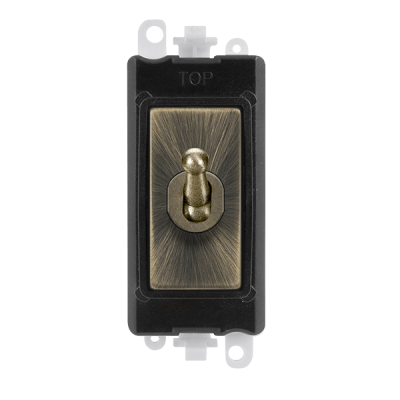 Click GridPro 20AX 2 Way Toggle Switch Module Black Insert/Antique Brass