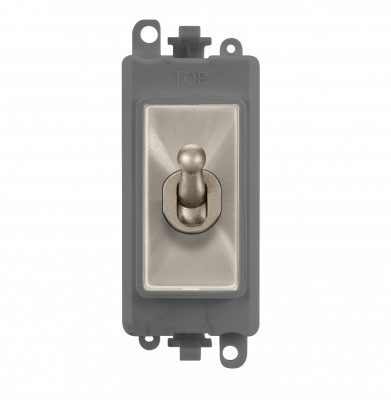 Click GridPro 20AX 2 Way Toggle Switch Module Grey Insert/Brushed Stainless