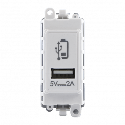 Click GridPro 2.4A Type A USB Charging Module White Insert/White