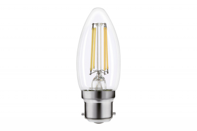 Integral omni filament candle lamp B22 470lm 3.4w 4000k dimmable 330 beam clear full glass