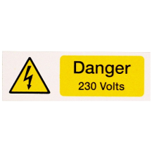 Ind Signs IS1805RP Danger 230V Label Pk5