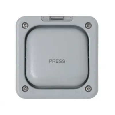 MK Masterseal 10A 1 Gang SP 2 Way Push to Make/Break Marked "PRESS" Switch