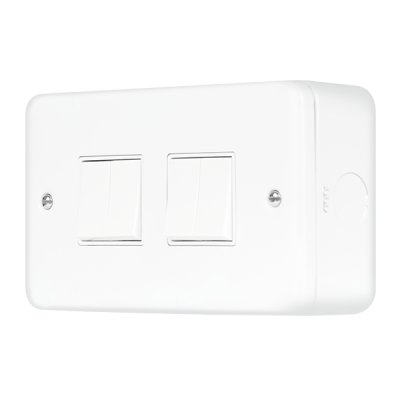 Click MetalClad Pro 10AX 4 Gang 2 Way Plate Switch Polar White