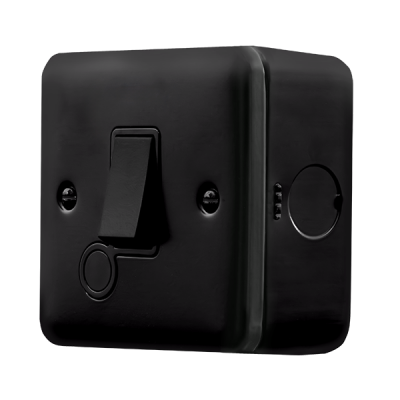 Click MetalClad Pro 20A Double Pole Plate Switch With Optional Flex Outlet Black