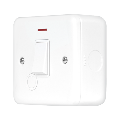 Click MetalClad Pro 20A Double Pole Plate Switch With LED & Optional Flex Outlet Polar White