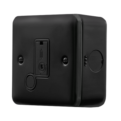 Click MetalClad Pro 13A Unswitched Fused Connection Unit With Optional Flex Outlet  Black