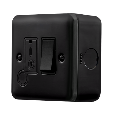 Click MetalClad Pro 13A Double Pole Switched Fused Connection Unit With Optional Flex Outlet Black