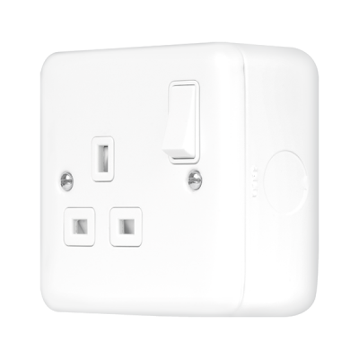 Click MetalClad Pro 13A 1 Gang Double Pole Switched Socket Outlet Polar White