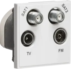 K/Bridge Quadplexed SAT1/SAT2/TV/FM DAB Outlet Euro Module 50 x 50mm - White