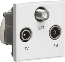 K/Bridge Triplexed TV /FM DAB/ SAT TV Outlet Euro Module 50 x 50mm - White