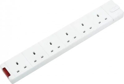 BG 13a 6 gang Trailing Socket White