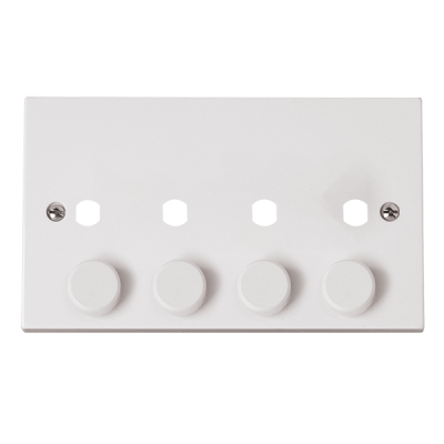 Click Polar 2 Gang Dimmer Plate & Knobs - 4 Aperture