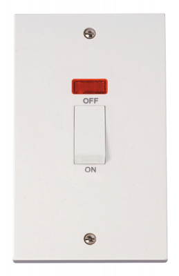 Click Polar 45A 2 Gang (Vert) DP (White) Switch + Neon