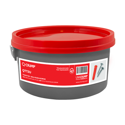 Unicrimp Red Wall Plugs & Countersunk Screws Tub (400 x Red Plugs & 400 x 8x1.5" Screws)