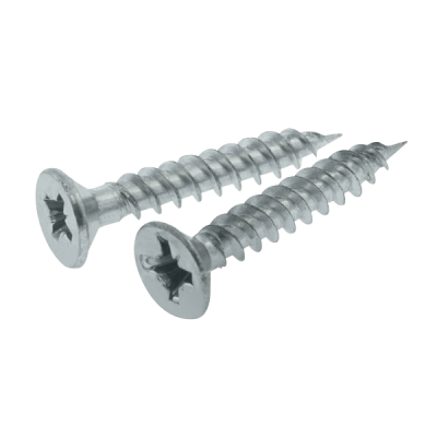 Unicrimp 10 X 1.25" POZI COUNTERSUNK BZP TWIN THREAD WOODSCREWS (PK200)