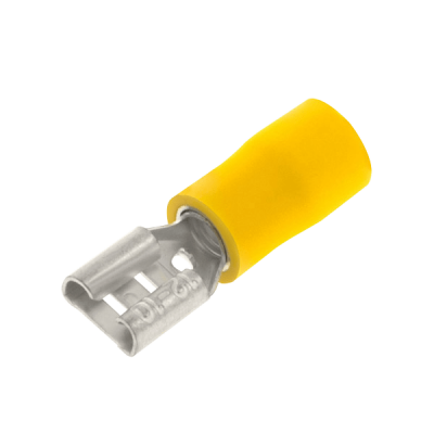 Unicrimp YELLOW FEMALE PUSH ON 6.3MM (PK100)