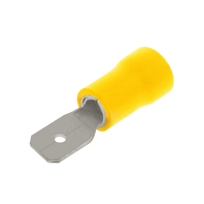 Unicrimp YELLOW MALE PUSH ON 6.3MM (PK100)