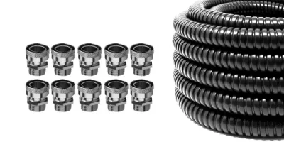 Steel Black PVC Coated 25mm x 10m Contractor Packs & 10 Swivel Glands