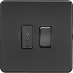 K/Bridge 13A Switched Fused Spur Unit - Matt Black with black fuse cover