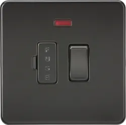 K/Bridge 13A Switched Fused Spur Unit with Neon - Matt Black