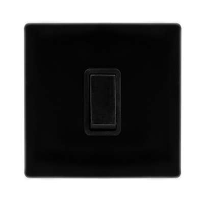 Click Definity 10AX 1 Gang 2 Way Plate Switch | Metal | Matt Black plate | Black insert